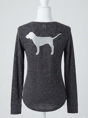 Victoria's Secret PINK Sleepwear Long Sleeve Shirt Size S Grey Heather Knit